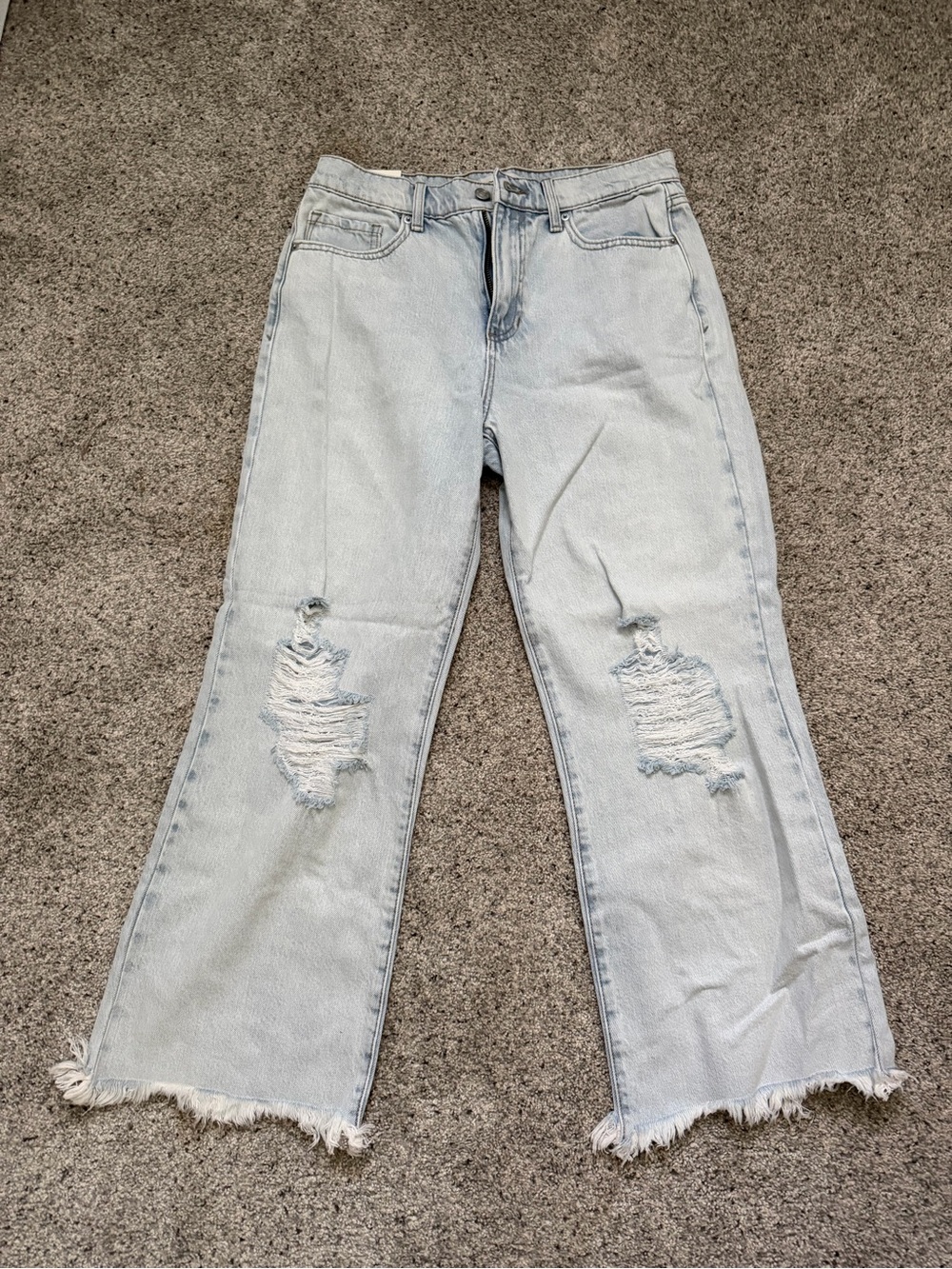 Light Wash Distressed Wide-Leg Women's Jeans